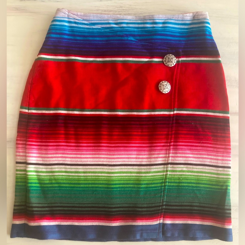 Vintage Panhandle Slim Serape Western Skirt Concho Buttons Size M